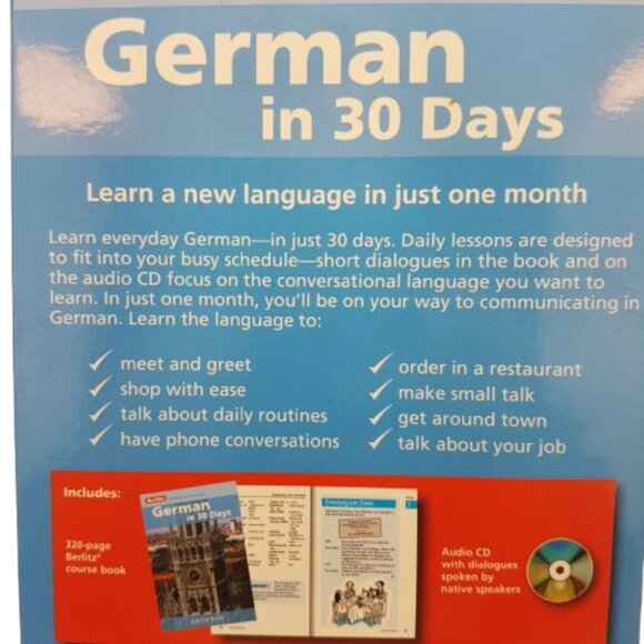 CD BERLITZ German in 30 Days Language Training Audio CD and Course Book Box Set - Picture 2 of 11